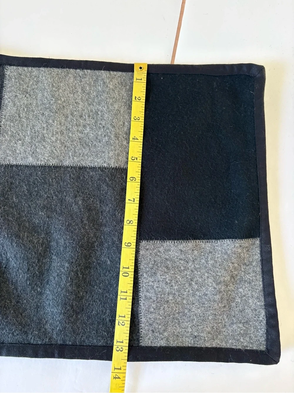 Crate & Barrel Soho Felt Black Grey Plaid Placemats - Set of 2 - Wool Blend